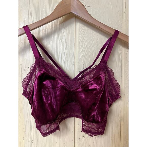 1X Torrid Velvet Bralette Torrid Pink Wine Unlined Wirefree Bra Top 14W 16W NEW - Picture 8 of 12